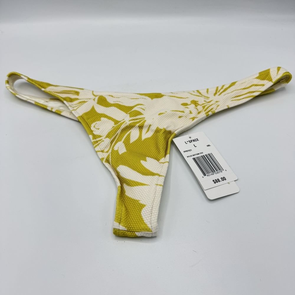 L*Space Rylee Itsy Bikini Bottom Large Havana Blooms Green NWT Floral Swim
